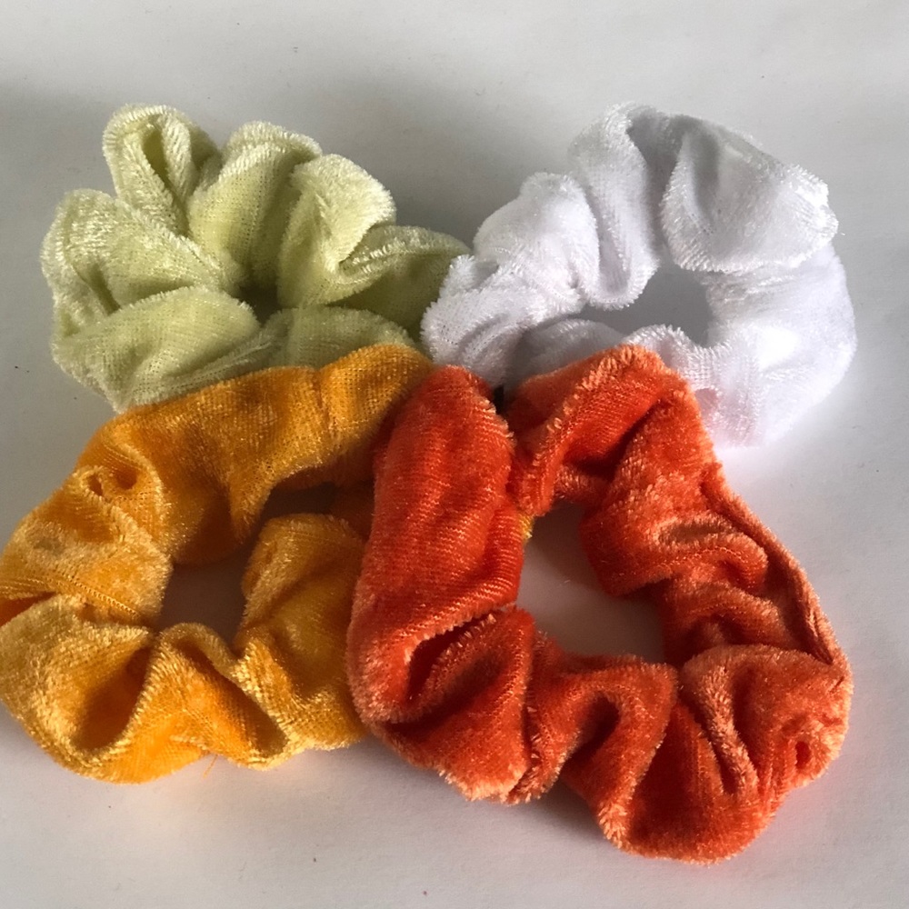 Set of four hair scrunchies